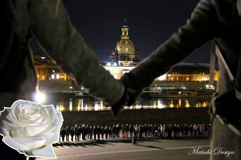 Menschenkette anlässlich des Tages der Zerstörung Dresdens. Symbolfoto © Martin Vogler (Archiv)