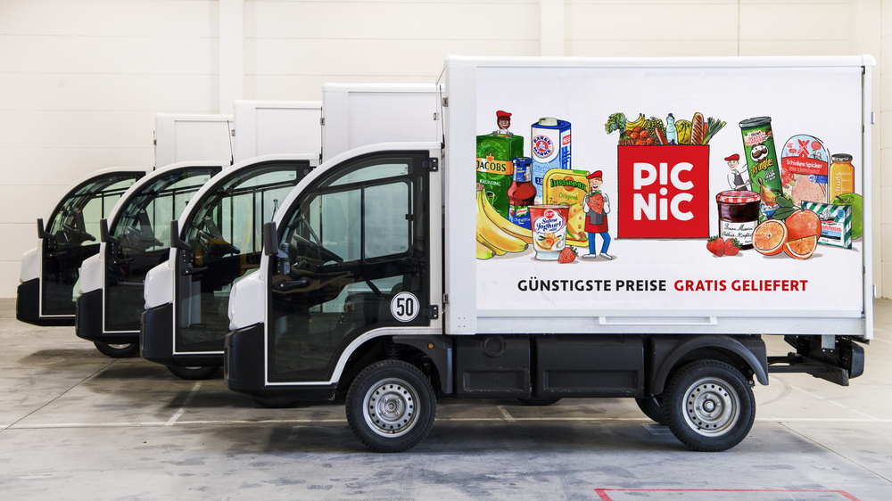 Die moderne E Fahrzeugflotte von Picnic. Foto: Chantal Geist