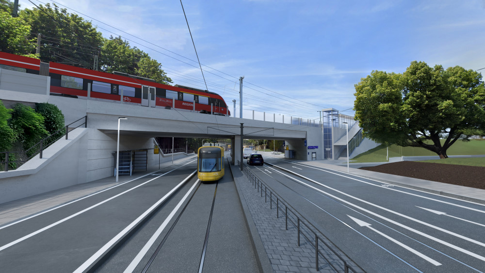 Visualisierung Ansicht Südseite Haltepunkt Cotta © DB InfraGO AG