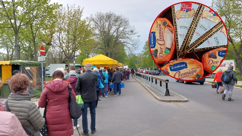 Anstehen beim Käse Maik Foto/Bildmontage © MeiDresden.de