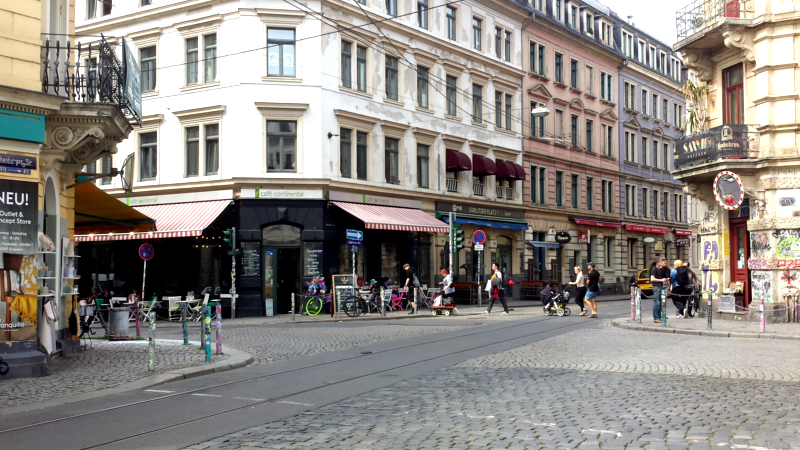 Die Kreuzung Görlitzer/Rothenburger -Louisenstraße, auch bekannt als Schiefe Ecke ©MeiDresden.de