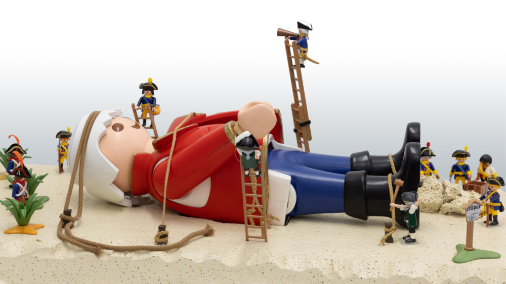 "Gulliver in Liliput" als PLAYMOBIL-Version, gebaut von Christian Vollrath. Foto: DJD/Deutsches Spielzeugmuseum/Wolfgang Sitter