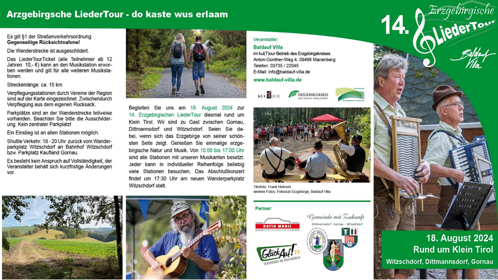 Flyer zur Liedertour 2024 © kulTour Betrieb des Erzgebirgskreises