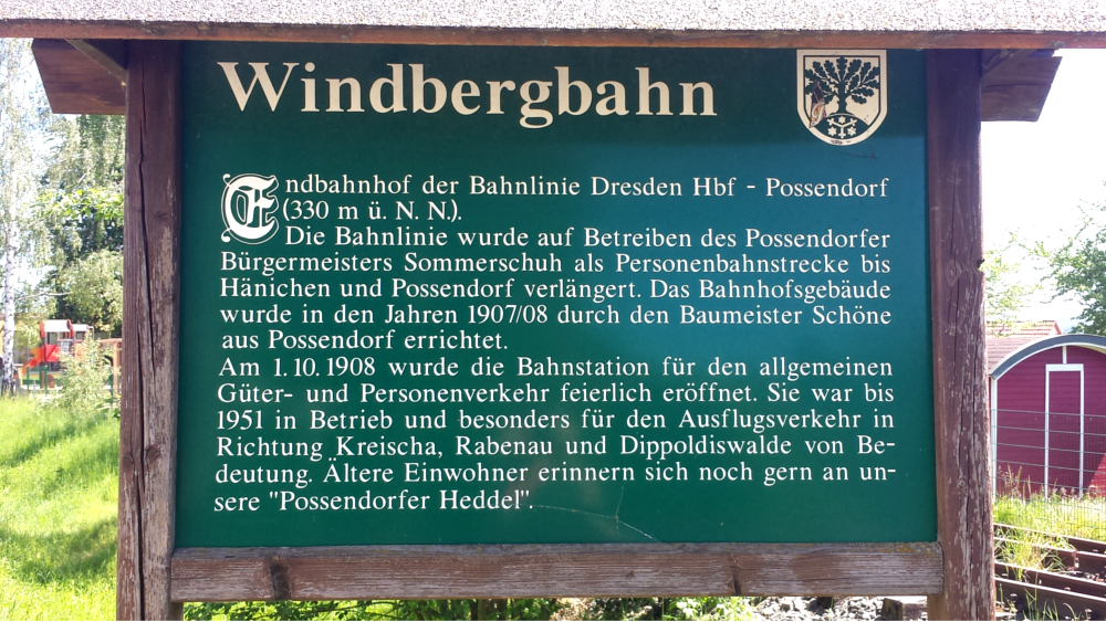 Geschichte der Windbergbahn am ehemaligen Bahnhof Possendorf ©MeiDresden.de