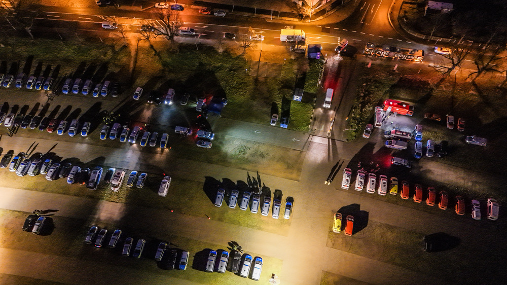 Übersicht über den Kräftesammelplatz in der Rinne Dresden. Foto: Feuerwehr Dresden