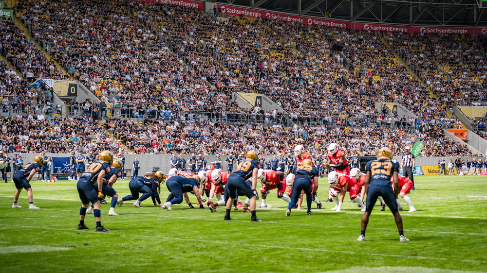 Stimmung im Rudolf-Harbig-Stadion. Foto: Leo Ziems)