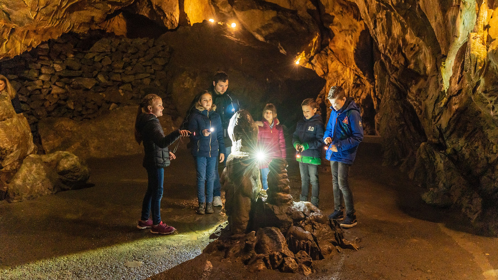Eine Taschenlampenführung in den Rübeländer Tropfsteinhöhlen ist für Kinder ein unvergessliches Abenteuer. Foto: DJD/Stadt Oberharz am Brocken/Jan Reichel