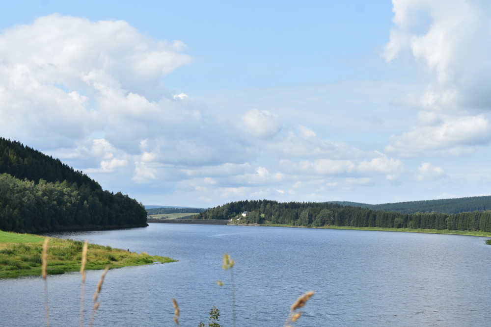 Die Trinkwassertalsperre Rauschenbach wurde zwischen 1960 und 1968 in Neuhausen im Osterzgebirge errichtet. Sie liegt unmittelbar an der Grenze zur Tschechischen Republik.   Foto:  © MeiSachsen.de/Mike Schiller