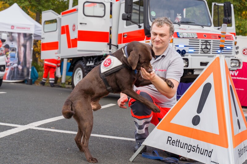 2Johanniter-Rettungshund auf der FLORIAN  Foto:Johanniter