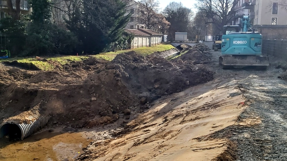 Aufwertung des Landgrabens,,dabei entsteht ein wichtiger Lebensraum für Fische, Insekten und andere Wasserorganismen. Foto_ MeiDresden.de